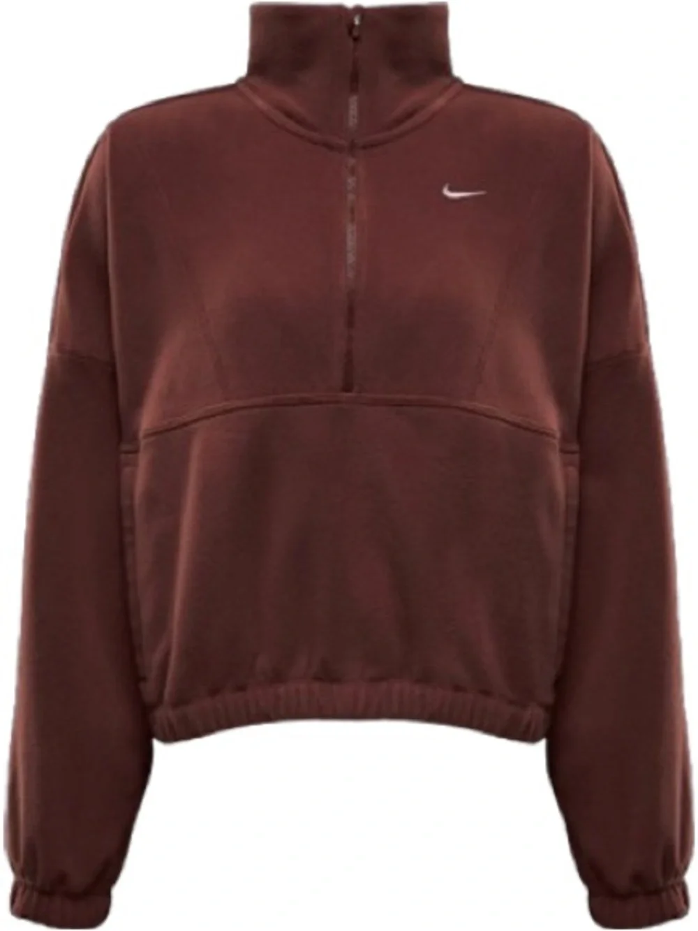 Women's Nike One Therma-FIT Oversized 1/2-Zip Fleece Top Red Sepia